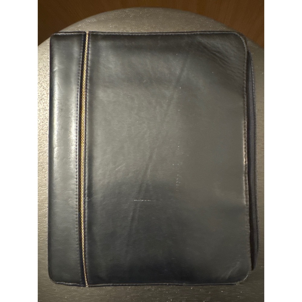 Franklin Covey Black Full Grain Leather Zippered Planner Binder 31747 577
